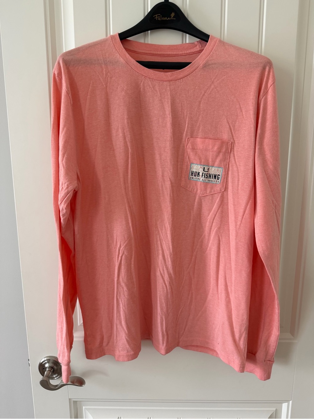 Huk Long Sleeve Pocket Tee in Coral Pink